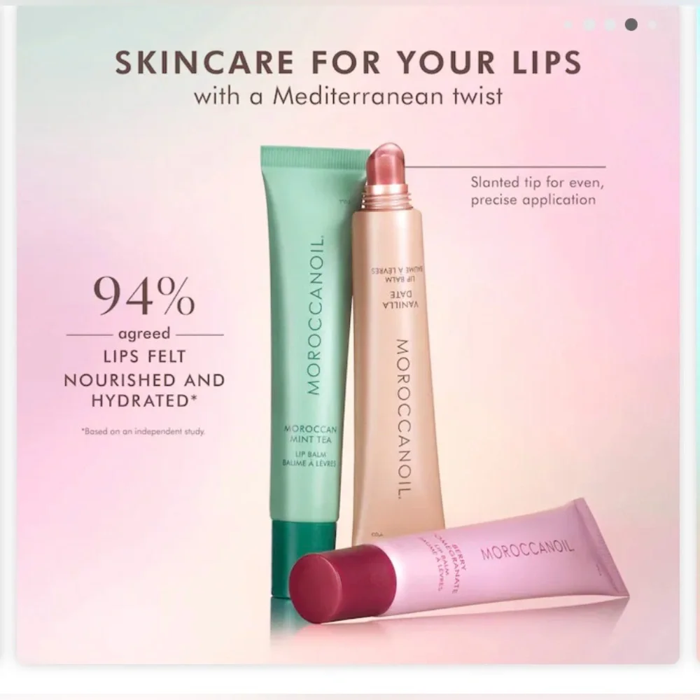 Moroccanoil Lip Balm Trio - Berry Pomegranate, Vanilla Date, Moroccan Mint Tea